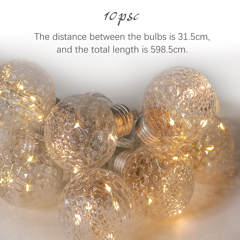 【Vickoo Home】Spherical solar lamp string solar warm white light chandelier outdoor decoration LED bulb lamp string