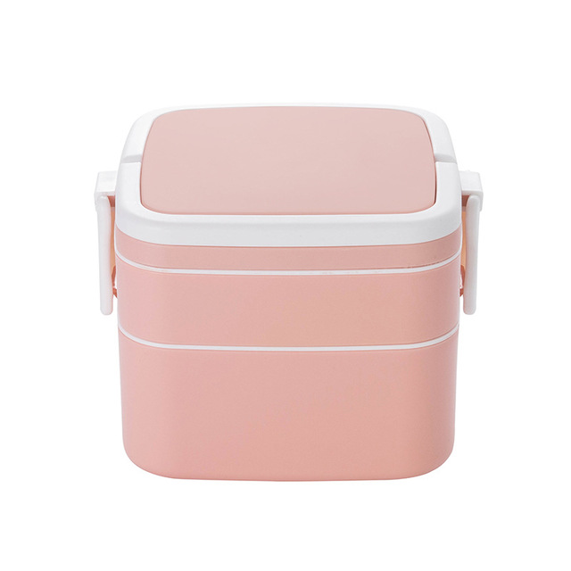【Vickoo Home】Double layer portable lunch box with cover lunch box office worker Japanese student lunch box fitness meal microwave oven can be heated