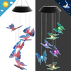 【Vickoo Home】Fashion Outdoor Patio Waterproof Solar Powered Wind Chimes RGB Hanging LED Bell Butterfly Wind Chimes Led String Lights 
