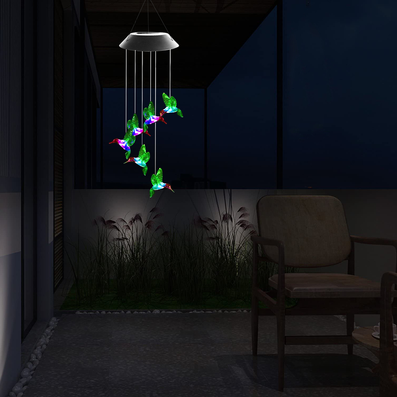 【Vickoo Home】Solar Power Light Decoration Girls Waterproof Romantic Led Hummingbird Wind Chimes Lights Decorated Led House Light