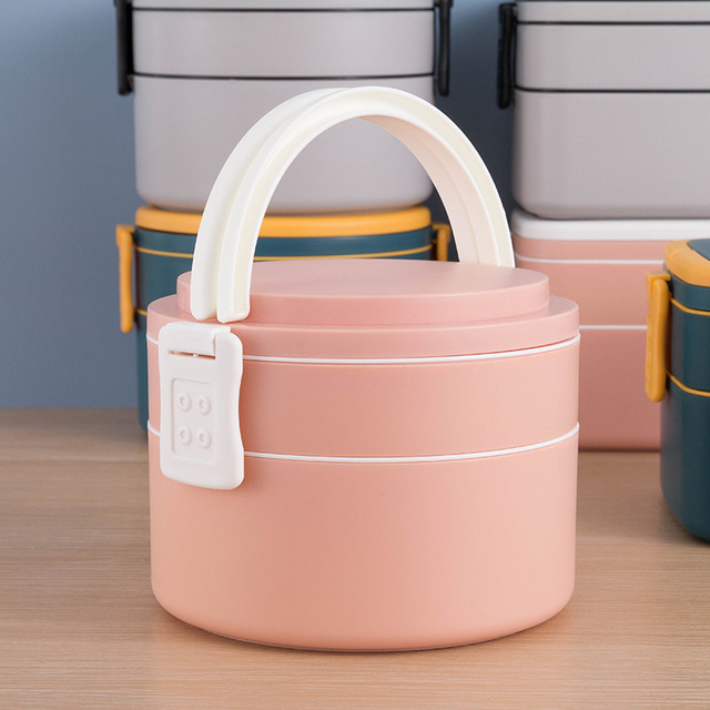 【Vickoo Home】Double layer portable lunch box with cover lunch box office worker Japanese student lunch box fitness meal microwave oven can be heated