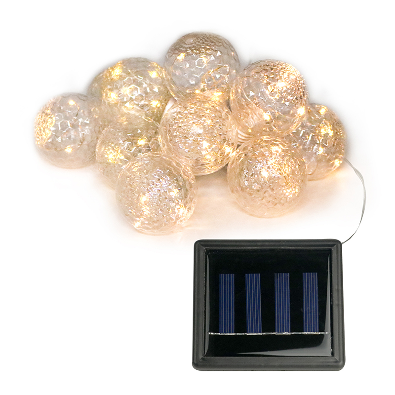【Vickoo Home】Spherical solar lamp string solar warm white light chandelier outdoor decoration LED bulb lamp string
