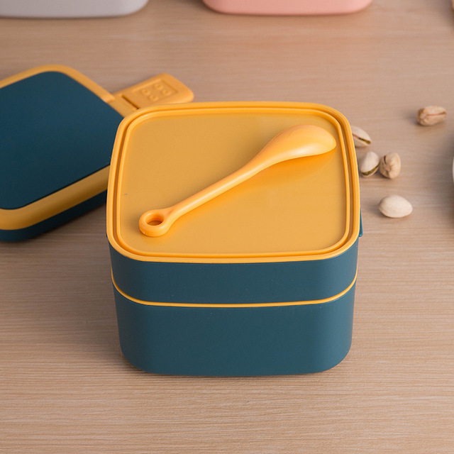 【Vickoo Home】Double layer portable lunch box with cover lunch box office worker Japanese student lunch box fitness meal microwave oven can be heated