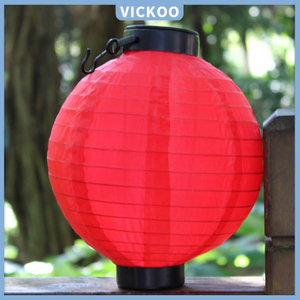 【Vickoo Home】Solar lanterns outdoor decorative lanterns hanging rainproof colored cloth lanterns in courtyard