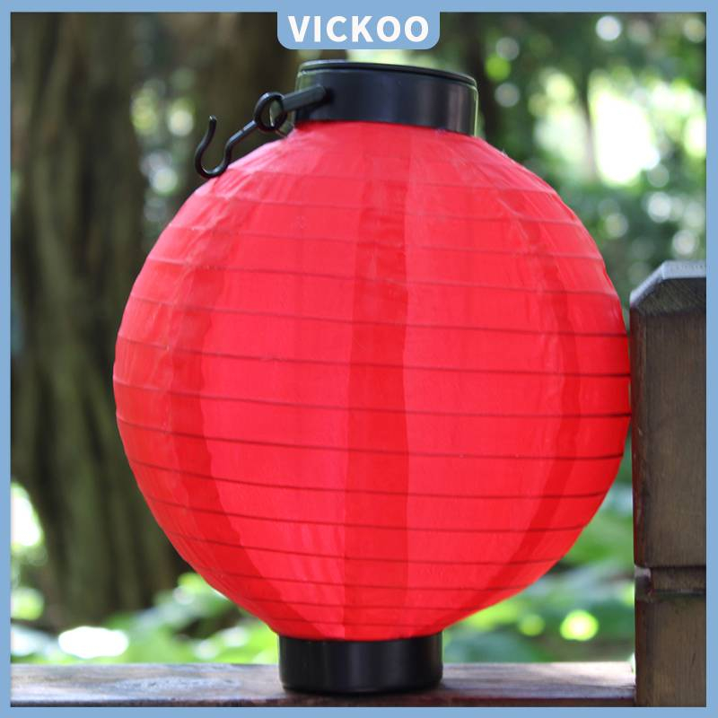 【Vickoo Home】Solar lanterns outdoor decorative lanterns hanging rainproof colored cloth lanterns in courtyard
