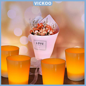 【Vickoo Home】Creative Cup Shaped Led Tea Lamp Battery Powered Amber Flashing Candlelight Party Decoration