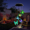 【Vickoo Home】Fashion Outdoor Patio Waterproof Solar Powered Wind Chimes RGB Hanging LED Bell Butterfly Wind Chimes Led String Lights 