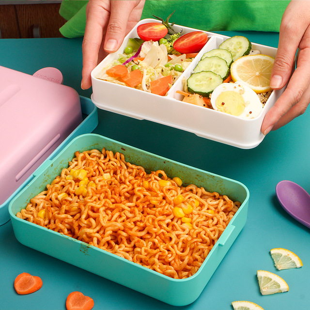 【Vickoo Home】Double layer partition student's heat preservation lunch box dumpling box microwave oven heating plastic lunch box fresh keeping box