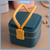 【Vickoo Home】Double layer portable lunch box with cover lunch box office worker Japanese student lunch box fitness meal microwave oven can be heated