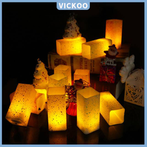【Vickoo Home】12 Pcs Square Shape Led Light Candle Holder, Christmas Gift Point Type Light Cand